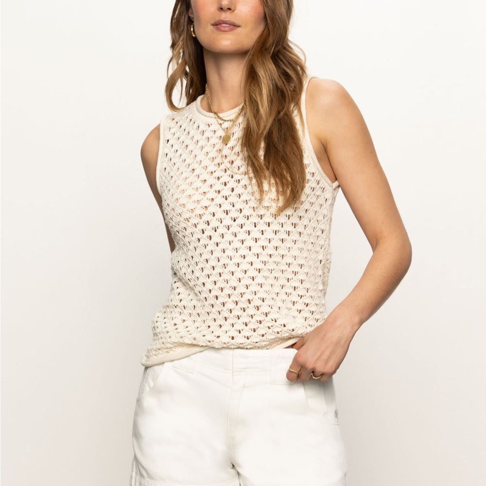 NWT Sanctuary Cream Crochet Knit Tank Top - Size S